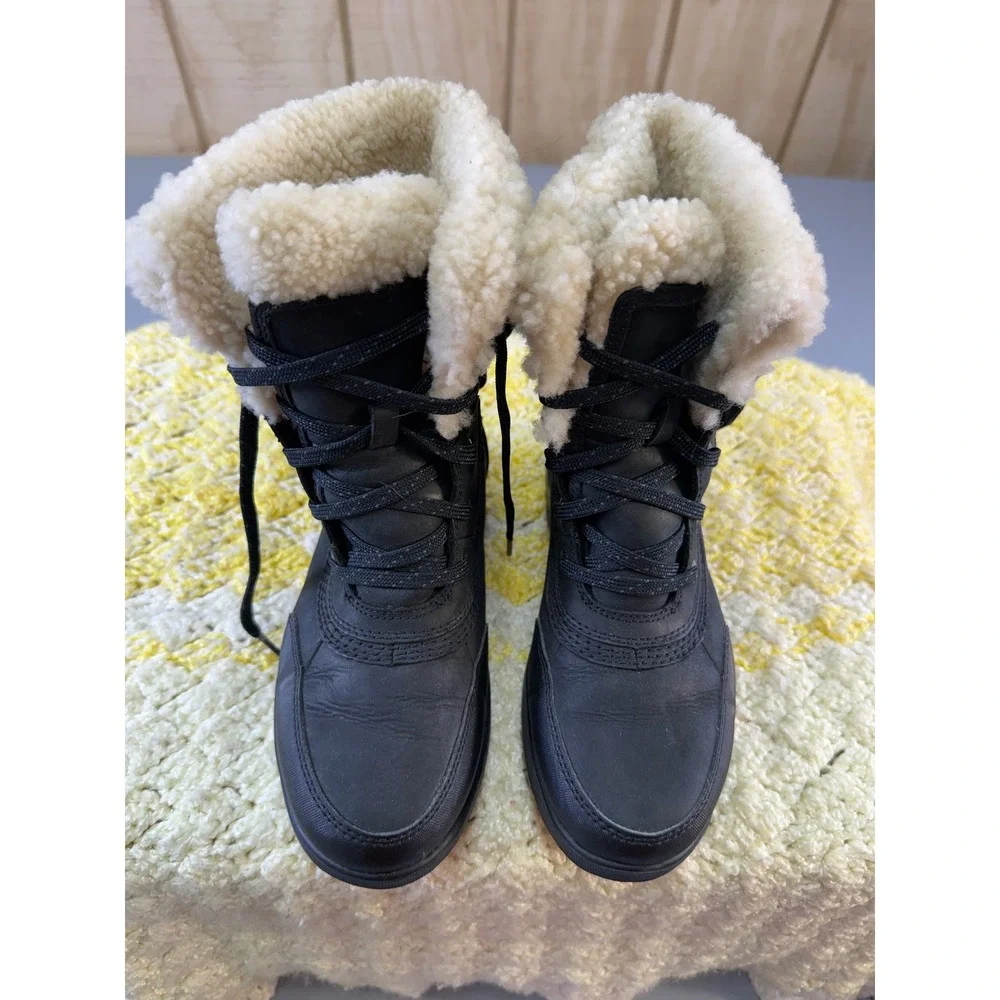 Sorel Lennox Moto Black Leather Shearling Waterproof Winter Boots NL4471-010‎ 6